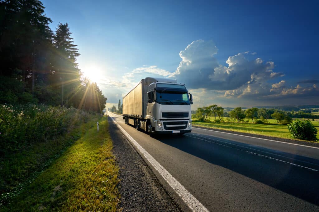 Camion poids lourd sur l'autoroute